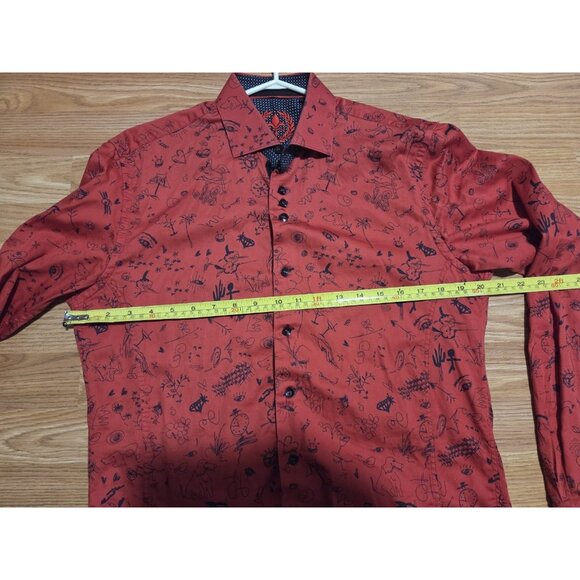 Au Noir Long Sleeves Men Shirt Size 2 Red Pre-Owned - Picture 8 of 9